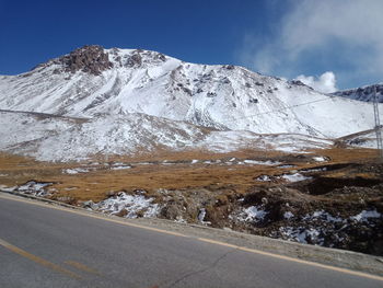 Snowcapped mountains against sky