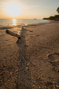 Scenic view of beach against sky during sunset