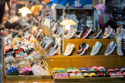 Various displayed for sale at market stall