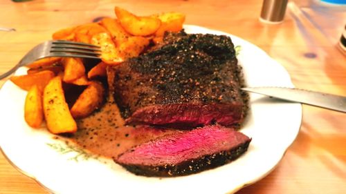 Close-up of meal served in plate