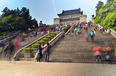 People on steps