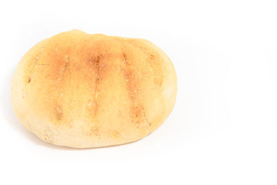 High angle view of bread against white background