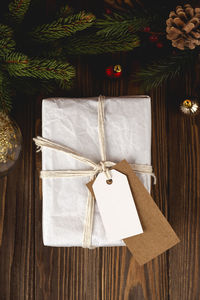 Christmas decoration hanging on paper