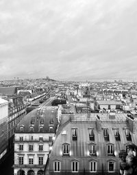 High angle view of townscape against sky in paris. 