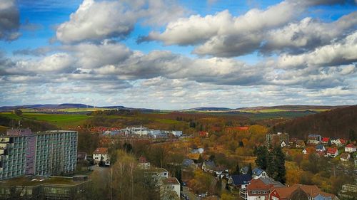 Panoramic view of cityscape against sky