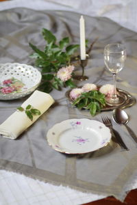 High angle view of food on table