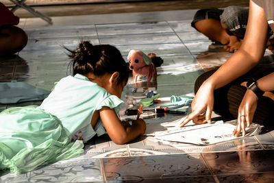 Group of people working on table