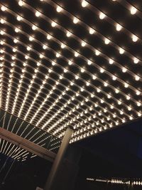 Low angle view of illuminated ceiling