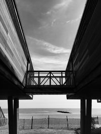 Low angle view of bridge over river against sky