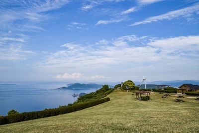 Scenic view of land against sky
