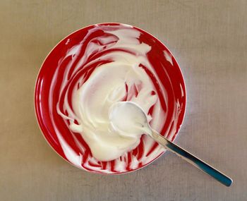 Directly above shot of ice cream on table