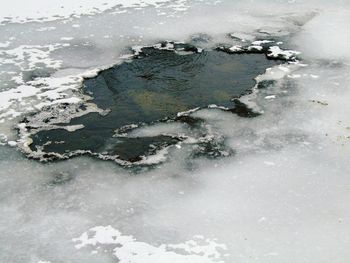 High angle view of frozen sea