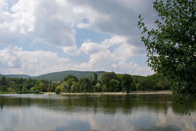 Scenic view of lake against sky