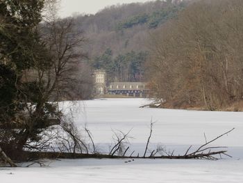 Scenic view of snow covered field