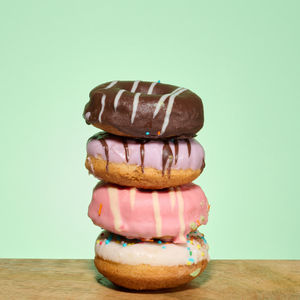 Close-up of cupcakes against white background