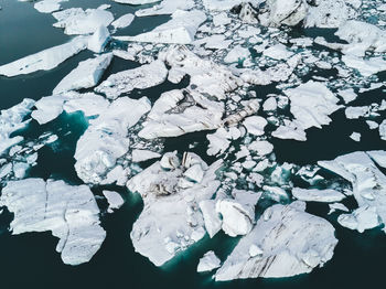 High angle view of frozen lake