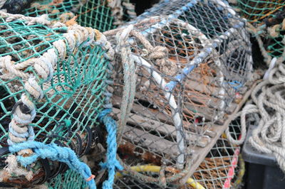 High angle view of fishing net