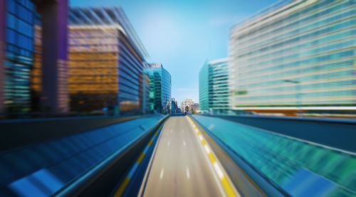 View of modern buildings against sky in city