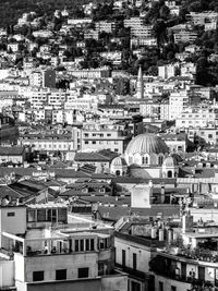 High angle view of buildings in city