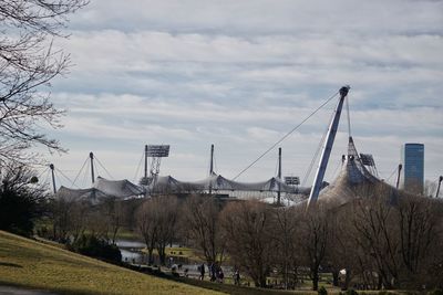 Panoramic view of bridge and city against sky