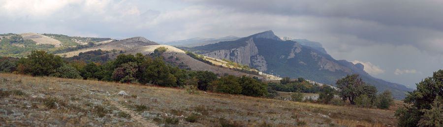 Scenic view of mountains against sky