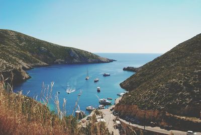 Scenic view of sea against blue sky