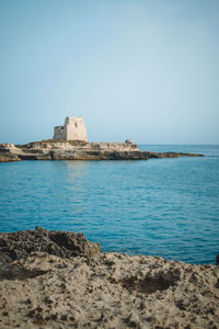 Scenic view of sea against clear sky