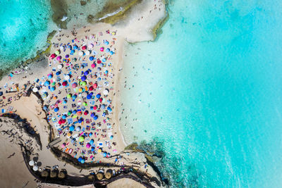 Aerial view of people at beach