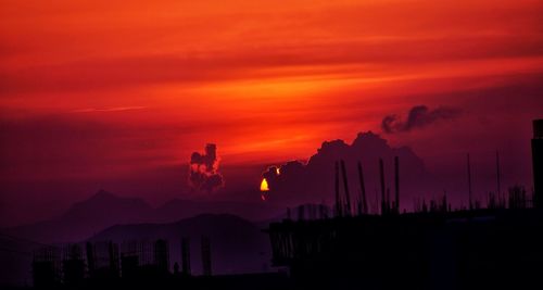 Scenic view of dramatic sky during sunset