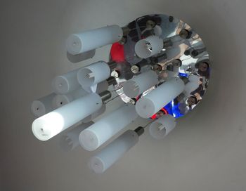 High angle view of computer keyboard on table