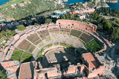 Aerial view of teatro greco in city