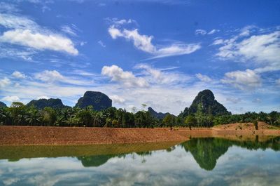 Scenic view of lake against sky