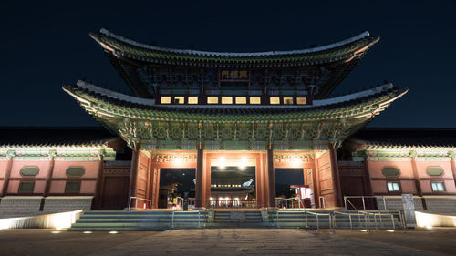 Illuminated heungryemun entrance gate at night