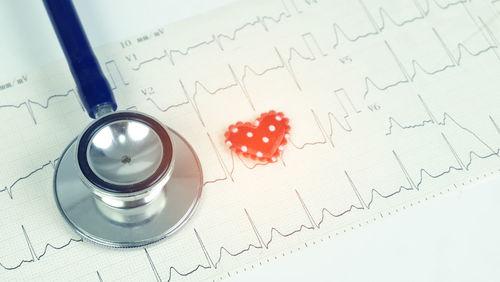 High angle view of heart shape on table