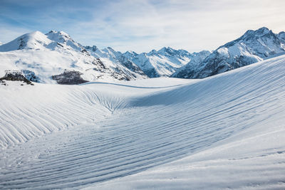 Landscape in winter at les deux alpes. it is a french winter sports resort located in oisans