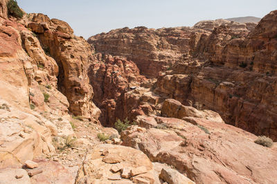 Scenic view of rock formations against clear sky