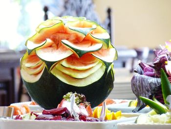 Close-up of food on table