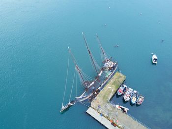 Aerial view of boats in water