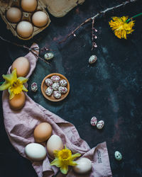 High angle view of flowering plant on table