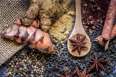 High angle view of food