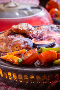 Close-up of food on table