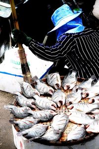 Fish for sale at market stall