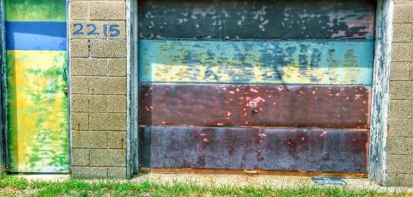 Closed door of old building