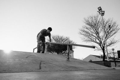 Skateboarder in skate park