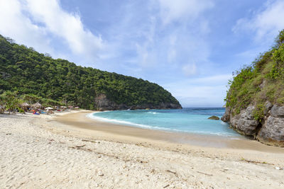 Scenic view of beach against sky