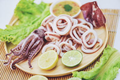 High angle view of food on table