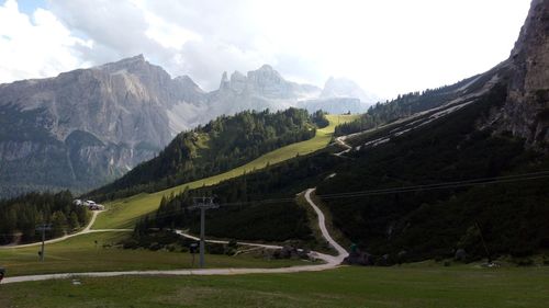 Scenic view of landscape and mountains against sky