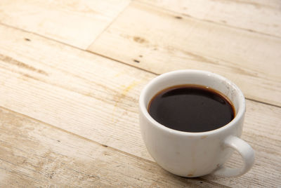 High angle view of coffee on table