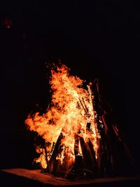 Close-up of bonfire at night