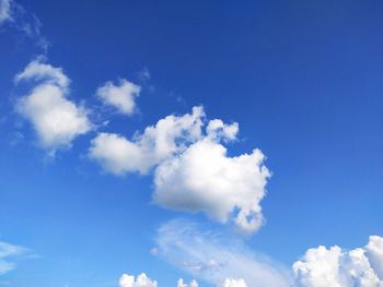 Low angle view of clouds in blue sky